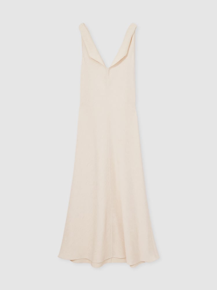Reiss Cream Kiera Textured Drape-Neck Midi Dress - Image 2 of 6