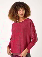Roman Red Sleeve Braid Detail Knit Jumper - Image 1 of 5