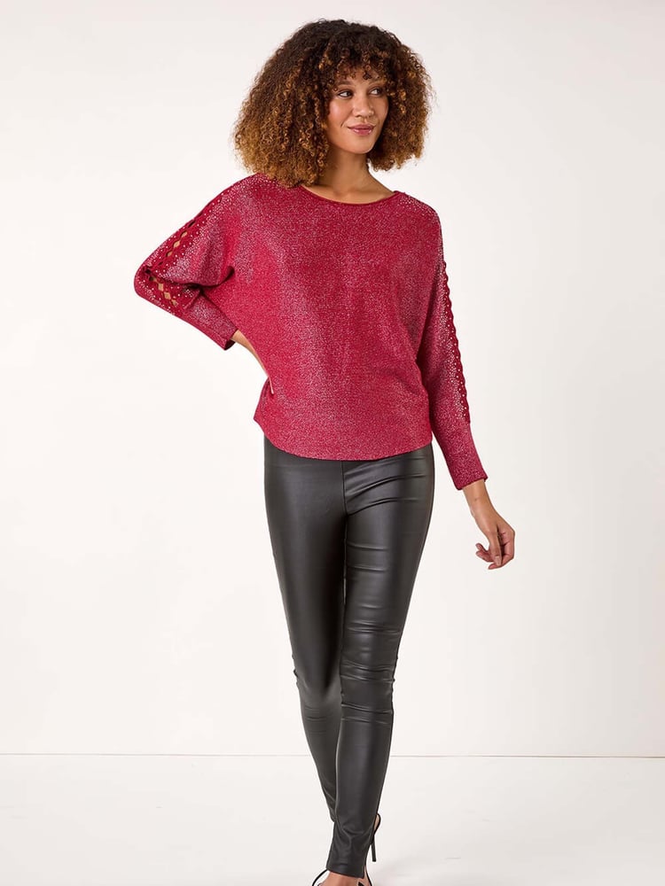 Roman Red Sleeve Braid Detail Knit Jumper - Image 2 of 5