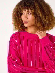 Roman Pink Striped Sequin Knitted Jumper - Image 2 of 5