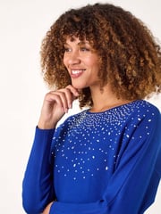 Roman Blue Scattered Embellished Knit Jumper - Image 2 of 5