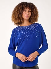 Roman Blue Scattered Embellished Knit Jumper - Image 4 of 5
