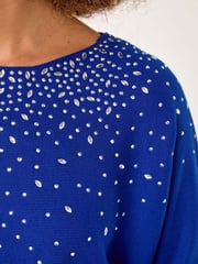 Roman Blue Scattered Embellished Knit Jumper - Image 5 of 5