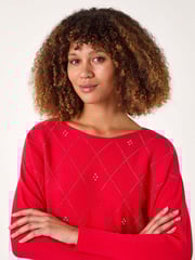 Roman Red Aryglle Embellished Knit Jumper - Image 4 of 5