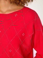 Roman Red Aryglle Embellished Knit Jumper - Image 5 of 5