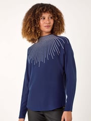 Roman Blue Moonburst Embellished Detail Jumper - Image 1 of 5