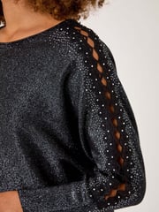 Roman Black Sleeve Braid Detail Knit Jumper - Image 5 of 5