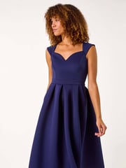 Roman Blue Sweetheart Scuba Skater Midi Dress - Image 1 of 5