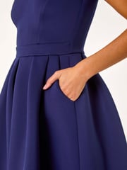 Roman Blue Sweetheart Scuba Skater Midi Dress - Image 5 of 5