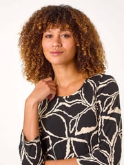 Roman Natural Stretch Floral Print Swing Top - Image 4 of 5