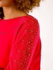 Roman Red Shimmer Sleeve Embellish Knit Jumper - Image 5 of 5