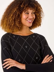 Roman Black Aryglle Embellished Knit Jumper - Image 4 of 5
