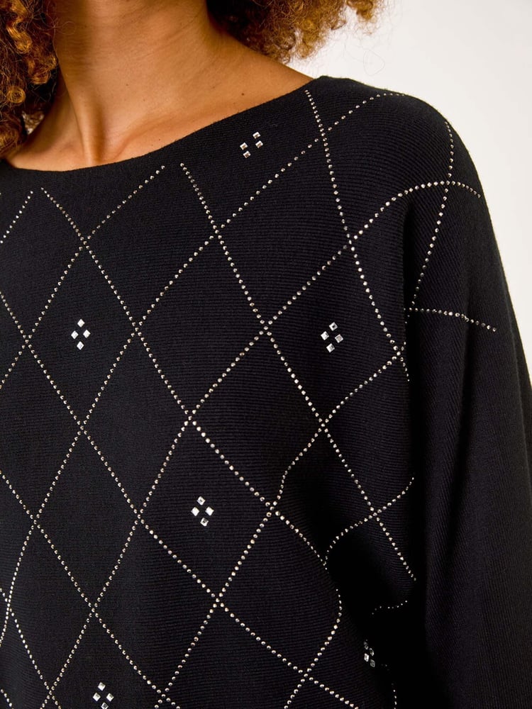 Roman Black Aryglle Embellished Knit Jumper - Image 5 of 5