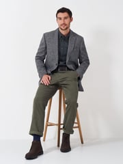 Crew Clothing Company Grey Wool Blend Herringbone Blazer - Image 3 of 5