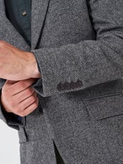 Crew Clothing Company Grey Wool Blend Herringbone Blazer - Image 4 of 5