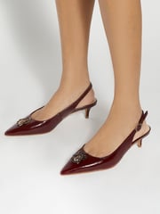 Dune London Burgundy Contact Branded Block Slingback Court Heels - Image 1 of 6