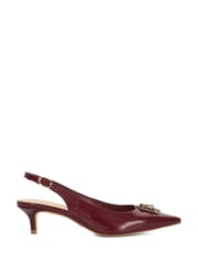 Dune London Burgundy Contact Branded Block Slingback Court Heels - Image 2 of 6