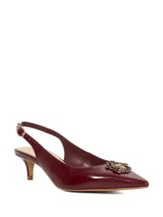 Dune London Burgundy Contact Branded Block Slingback Court Heels - Image 3 of 6