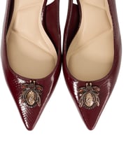 Dune London Burgundy Contact Branded Block Slingback Court Heels - Image 6 of 6