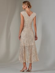 Jolie Moi Silver Sequin Ruffle Hem Maxi Dress - Image 2 of 6