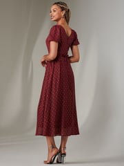 Jolie Moi Red Spot Chiffon Midimix Dress - Image 2 of 6