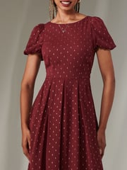 Jolie Moi Red Spot Chiffon Midimix Dress - Image 5 of 6