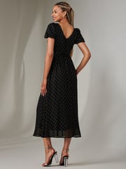 Jolie Moi Black Spot Chiffon Midimix Dress - Image 2 of 5
