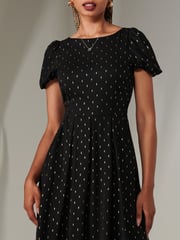 Jolie Moi Black Spot Chiffon Midimix Dress - Image 3 of 5