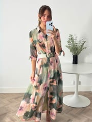 Style Cheat Pink Daphne Belted Shirt Dress - Image 1 of 4