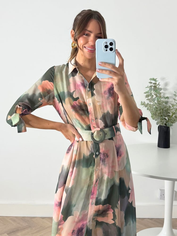 Style Cheat Pink Daphne Belted Shirt Dress - Image 4 of 4