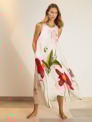 Reiss Ivory Aria NYBG Floral Print Maxi Dress With Linen - Image 1 of 4