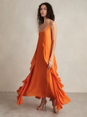 Reiss Orange Eden Ruffle Detail Maxi Dress - Image 4 of 6