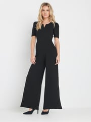 M&Co Black Petite Notch Neck Jumpsuit - Image 1 of 5