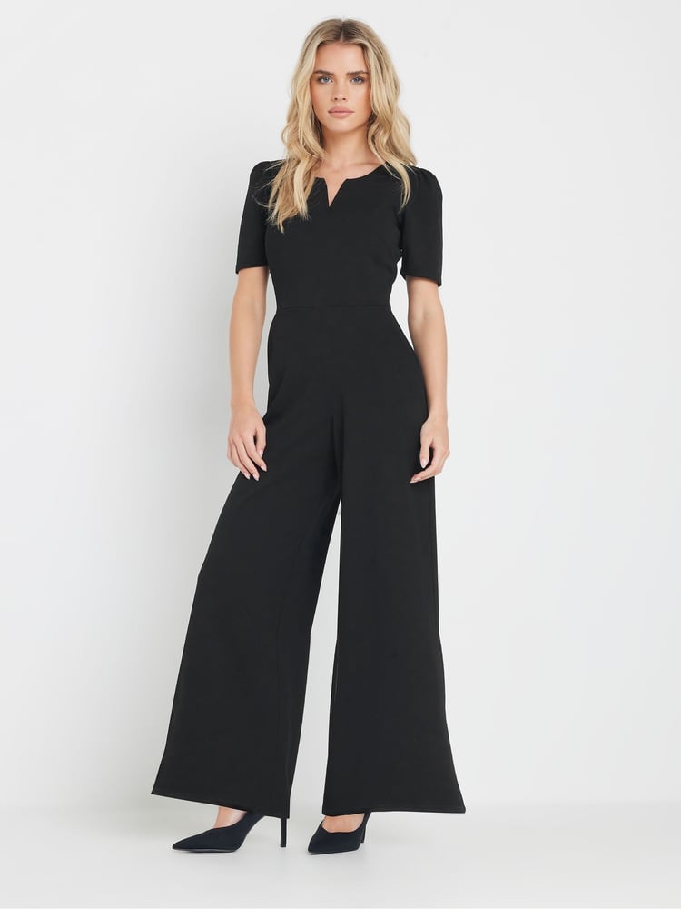 M&Co Black Petite Notch Neck Jumpsuit - Image 1 of 5