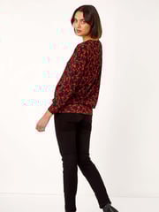 Roman Orange Abstract Print Tunic Stretch Top - Image 3 of 5