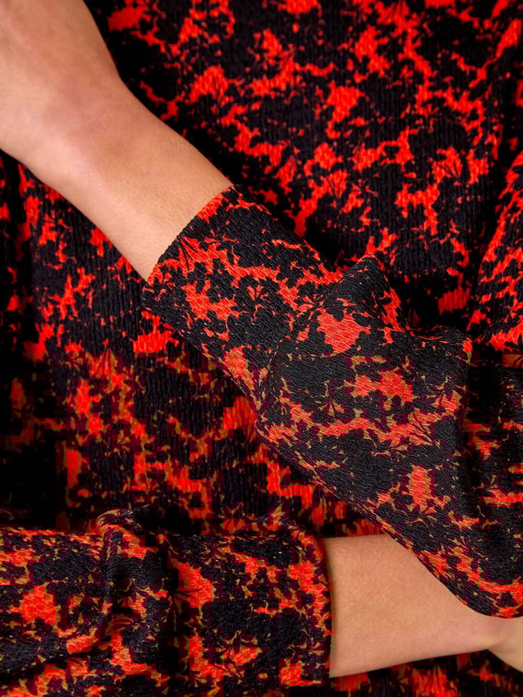 Roman Orange Abstract Print Tunic Stretch Top - Image 5 of 5