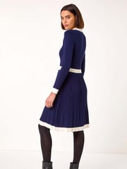 Roman Blue Contrast Collar Knitted Dress - Image 3 of 5