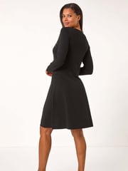 Roman Black Diamante Detail Knitted Dress - Image 3 of 5