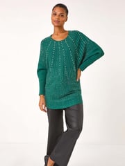 Roman Green Diamante Hotfix Sunray Top - Image 1 of 5
