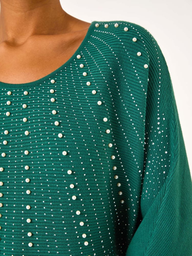 Roman Green Diamante Hotfix Sunray Top - Image 5 of 5
