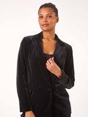 Roman Black Velvet Double Breasted Blazer - Image 4 of 5