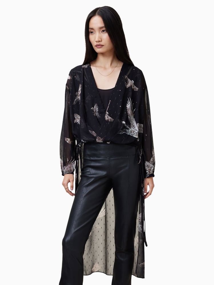 AllSaints Black Avala Top - Image 1 of 6 AllSaints Black Avala Top - Image 1 of 6
