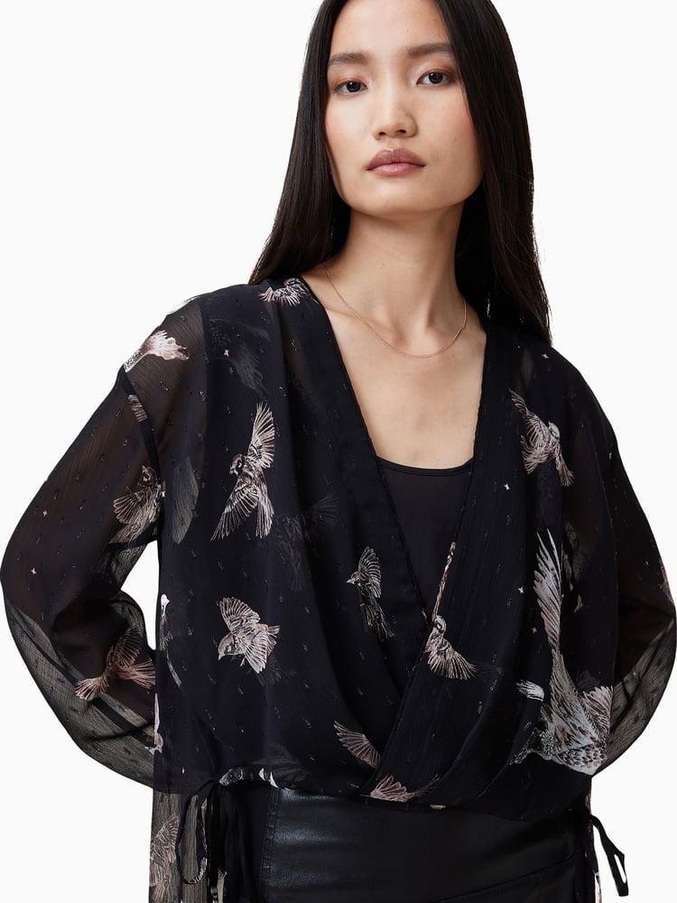 AllSaints Black Avala Top - Image 2 of 6 AllSaints Black Avala Top - Image 2 of 6