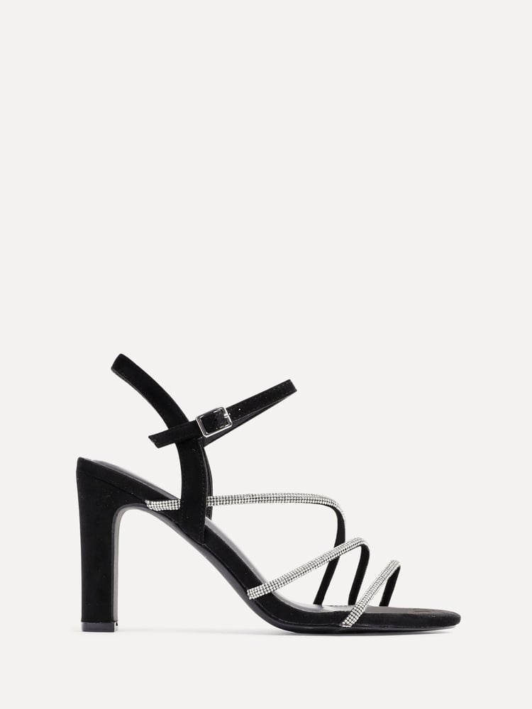Linzi Black Matilda Diamante Block Heeled Sandals - Image 2 of 5