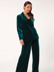Roman Green Velvet Double Breasted Blazer - Image 2 of 5