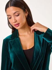 Roman Green Velvet Double Breasted Blazer - Image 4 of 5