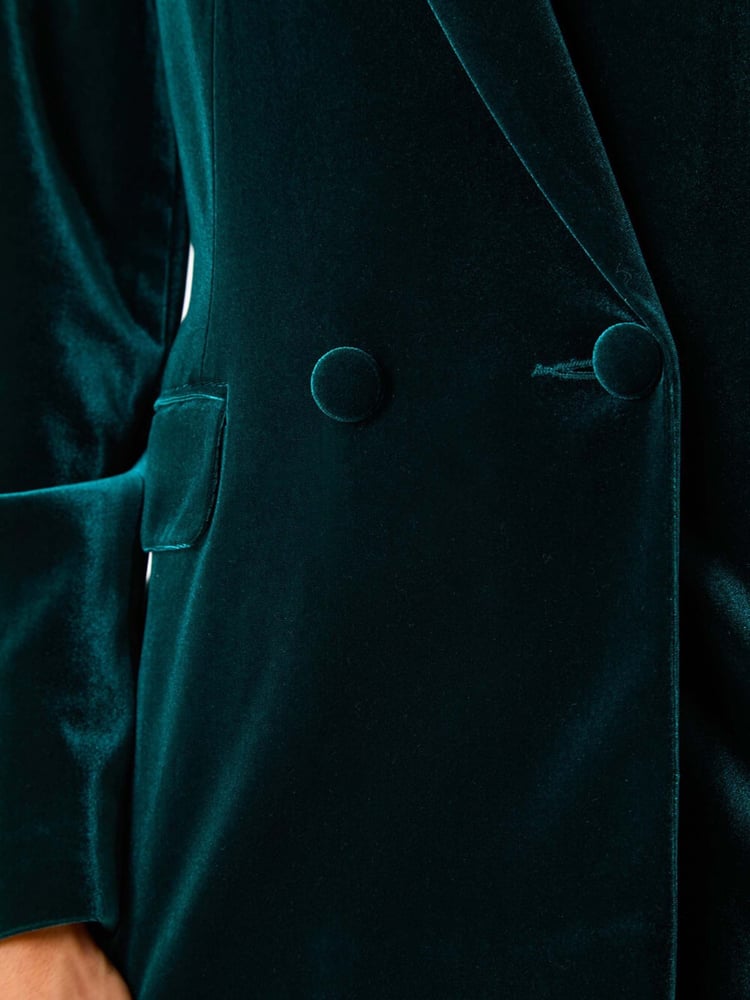 Roman Green Velvet Double Breasted Blazer - Image 5 of 5
