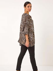 Roman Natural Snit Animal Print Top - Image 3 of 5