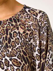 Roman Natural Snit Animal Print Top - Image 5 of 5
