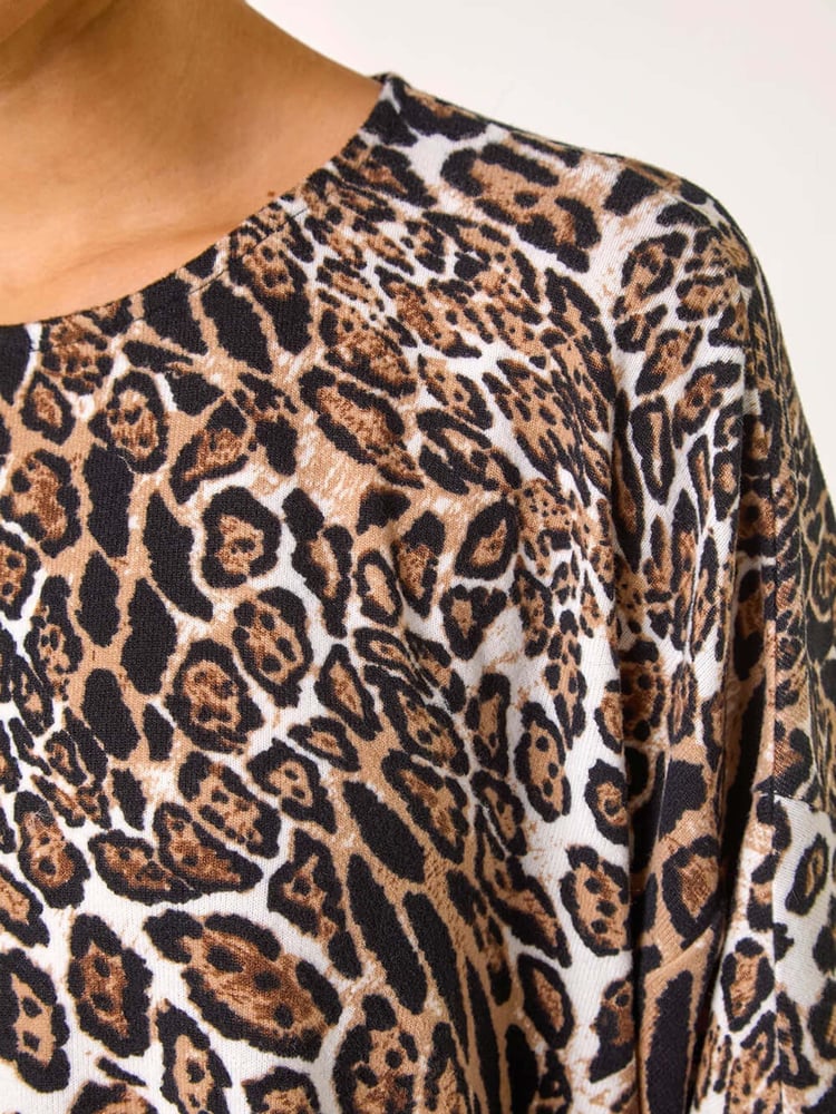Roman Natural Snit Animal Print Top - Image 5 of 5